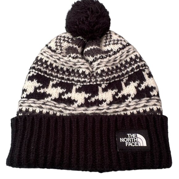 The North Face Knit Beanie Hat Fair Isle Pom Pom Winter Nordic Design Unisex - Picture 1 of 16